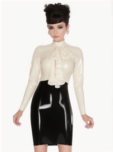 Two Piece Dress Woman's Latex for Clubwear and Fetish skirt HighElasticity Sensation Transparent 230520