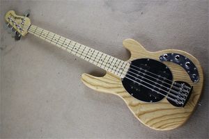 High Quality 5 String Natural Electric Bass Guitar Ernie Ball Musicman Music Man Sting Ray Maple Fingerboard Black Pickguard Passive Pickup & Active Pickup