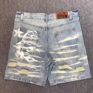 Men's Shorts High Quality Hellstar Denim American Fashion Casual Men Women Wash Water Ripped Short Pants 2023 Summer 230520