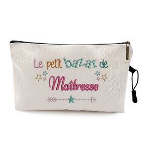 Astucci per cosmetici Astucci per insegnanti Borsa regalo per laurea Super Atsem Merci Maitresse Print Women Neceser Makeup Pouch Organizer da viaggio 230520