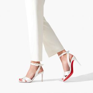 Sandals 85mm sandals - crepe satin - ivory red soleds shoes cool