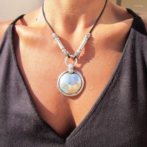 Collane con ciondolo M2EA Disc Collana Statement Gioielli etnici Lariat Women