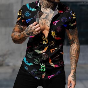 Camicie casual da uomo Goth Camicia a maniche corte hawaiana per donna Uomo Y2k Fashion Gothic Streetwear Harajuku Stampa 3D Abbigliamento da spiaggia accogliente