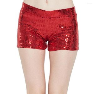 Kobiet's Shorts's Women's Ceik Short Shimmer Sexy Rave Booty Metallic High Elastyczna talia prosta noga Solid Glitter Party