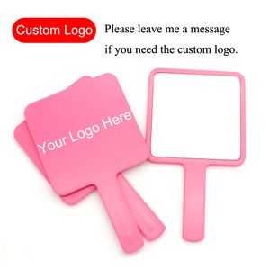 Specchi compatti 10 pezzi Trucco rosa con manico Etichetta privata personalizzata Piccolo specchio portatile all'ingrosso per cosmetici 230520