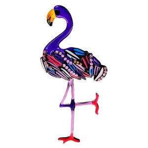 CINDY XIANG Cute Colorful Enamel Flamingo Brooches Unisex Rhinestone Animal Bird Brooch Pins Jewelry Friends Christmas Gifts