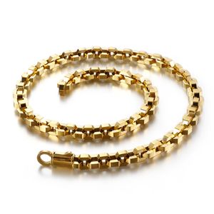 Catena in oro da 10 mm Collane placcate in oro 18 carati hip hop Collana geometrica personalizzata Nuova catena con chiusura a molla da uomo 63 cm