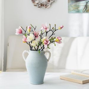 Dekorativa blommor heminredning konstgjord magnolia simulering blomma jul bröllop dekoration rum inomhus bordsskiva ornament nordisk gåva