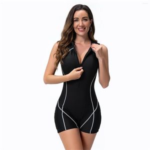 Damen-Badebekleidung, Bikini, Surfen, Reißverschluss vorne, Neoprenanzug, Damen-Rashguards, ärmellos, flacher Winkel, Shorts, einteiliger Schnorchel-Tauchanzug