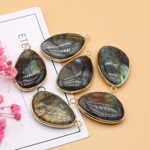 Pendant Necklaces Natural Irregular Waterdrop Shape Flash Labradorite Stone Pendants Blue Crystal For Jewelry Making Necklace