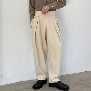 Męskie spodnie koreańskie / stylowe regulowane wysokie talia szerokie nogi mężczyźni swobodni luźne dla spodni z przodu 2y4218