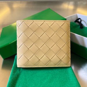 10A 최고 품질 BV의 디자이너 더블 폴드 짧은 지갑 11cm 카드 홀더 패션 INTRECIATO COWHIDE WOVEN WALD WALLETS LADY Real Leather Billfold 무료 배송