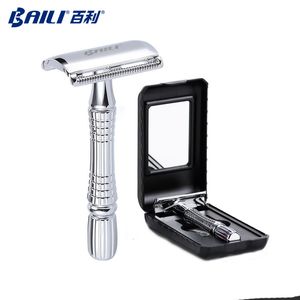 Shavers Electric Baili قابلة للتعديل سلامة حلاقة الدليل مزدوج الحافة الكلاسيكية الحلق معتدل إلى إزالة الشعر العدوانية مع 1