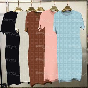 Letter Women Dress Summer See Through Short Sleeve Mid Dress INS Streetstyle Charm Round Neck Dresses