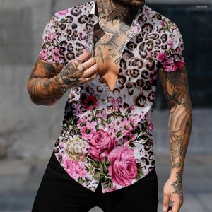 Męskie zwykłe koszule hawajskie koszula krótkie rękaw dla mężczyzn lampard róża vintage harajuku y2k moda streetwear przytulne ubrania