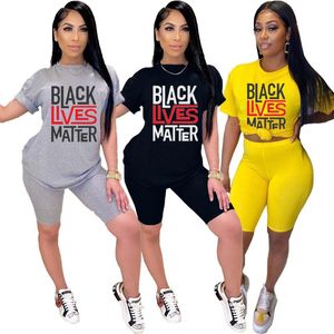 Macacões femininos Rompers Black Lives Matter T SHRT E CURTO DE 2 peças para mulheres Summer 2023 Conjuntos combinando roupas fofas