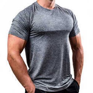 2023 män t shirt kort ärm högkvalitativ mode anpassad polyester smal fit träning klädträning slitage monterad fitness muskel gym 671