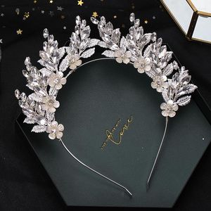 Hair Clips Silver Color Leaf Rhinestone Hairband Hoop Bride Accessories For Women Wedding Headband Tiara