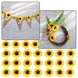 Flores decorativas 25pcs artificial seda girassol head wedding festa em casa decoração artesanato 7 cm outono outono