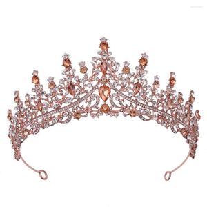 Copricapo Placcatura elettrolitica in oro rosa con strass Copricapo da sposa di lusso europeo e americano con corona nuziale per anniversario di matrimonio