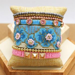 Strand ZHONGVI 2023 Miyuki Beads Bracelets 3D Flower Pattern Jewelry Pulseras Handmade Woven Rhinestone Jewellery Wholesale