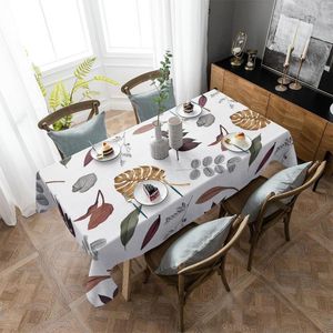 Table Cloth Thanksgiving Autumn Leaves White Waterproof Home Decoration Tablecloth Party Kitchen Dinner Cover