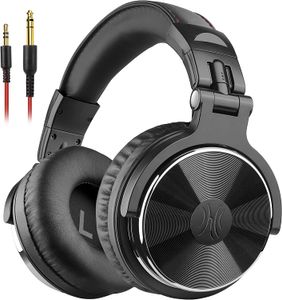 Over Ear Headphone, Wired Bass Headsets with 50mm Driver, Foldable Lightweight Headphones with Share Port and Mic for Recording Monitoring M