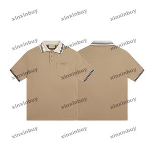 Xinxinbuy Men Designer Tee T Shirt 23ss Letter Hafdery Wzór kołnierzyka z krótkim rękawem Bawełniane kobiety czarne khaki xs-l