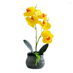 Dekorativa blommor 1 Set Artificial Butterfly Orchid High Grade Simulation of Fake Creative Plant Wall Poted 2 Buds 5