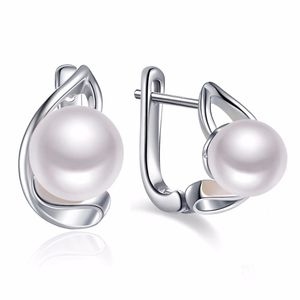 Huggie Sinya Fashion Moon Design Natural Pearls Earring In 925 Pure Sterling Silver For Women Mum Lover Girls Wedding Märke Hot