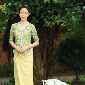 Ethnic Clothing Singapore Thailand Malaysia Nyonya Xishuangbanna Dai Costume South East Asian Po National Blouse kjol