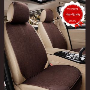 Luxury Set Front Rear Linen PU Leather Edging Universal Cushions Seat Protection Covers For Car AA230520