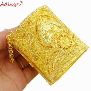 Armband adixyn indiska hjärtat 24k guldfärg armband för kvinnor nya afrikanska arabiska Mellanöstern manschettarmband bröllopsfest gåvor n07201