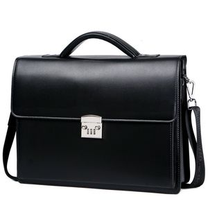 Briefcases Male Password Lock Briefcase Diagonal Package PU Leather Laptop Business Bag Men Shoulder Messenger Handbags