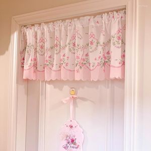 Curtain French Retro Short Bow Floral Pink Gauze Livingroom Bedroom Door Half Beautiful Kitchen Decorative