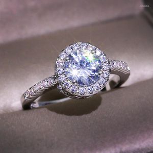 Cluster Rings DIWENFU Natural Moissanite Gemstone 14 K White Gold Ring For Women Round 925 Jewelry Wedding Box Females