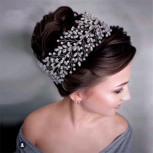 Fascia per capelli da sposa vintage con strass di cristallo, corona, diadema, copricapo, principessa, regina, copricapo, ornamento, accessori per capelli, gioielli, argento