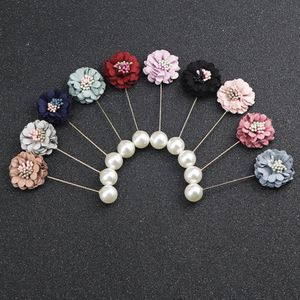 Piękny ręcznie robiony tkanina Camellia Flower Pearl Broatka Pin Wedding XZ005