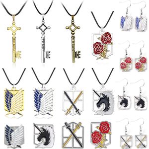 Necklaces 20Pcs Attack On Titan Necklace Shingeki No Kyojin Anime Cosplay Wings Of Liberty Pendant Charm Dangle For Women Men Jewelry Set
