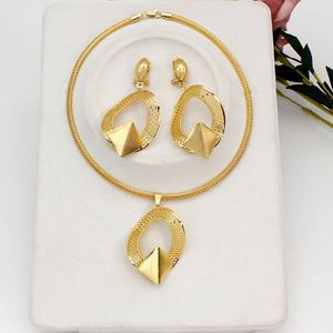 Halskette-Ohrringe-Set, Schmuck, unregelmäßige Geometrie, Tropfen-Anhänger für Frauen, 24 Karat vergoldet, Statement-afrikanischer Schmuck, Geschenke