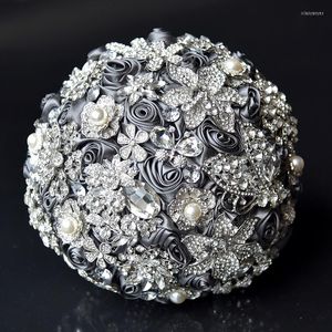 Dekorative Blumen 1 teil/los Wunderschöne Kristall Luxus Bling Hochzeit Bouquet Sparkle Brosche Für