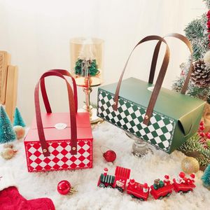 Gift Wrap 10pcs Checkerboard Portable Box Wedding Bridesmaid Gifts Cake Dessert Storage Biscuit Packaging Christmas Square Paper Case