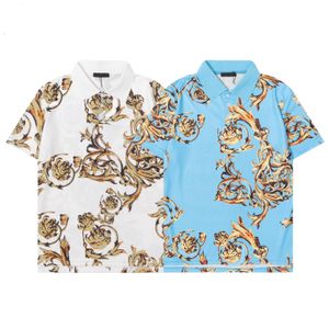 23Designer Polo Shirt Men's Lapel半袖プリント文字パーソナリティパッチワークファッションカジュアルTシャツメンズとレディースのTシャツ