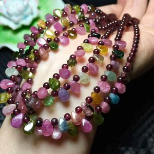 Halsband Tourmaline Stone Round Red Garnet Drop 3mm Halsband 18 