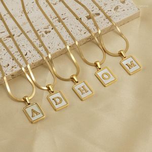 Цепочки из нержавеющей стали 26 букв квадратных ожерелье для женщин, покрытых золотом A-Z Начальный алфавитный конец, шарм, украшения ювелирных изделий