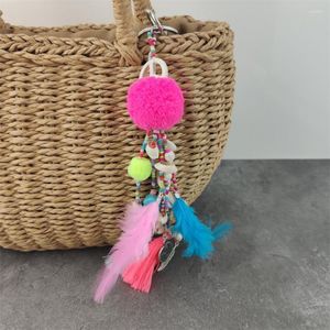 Keychains Personalized Custom Unique Car Key Chains Lanyards Ring Finder Feather Seed Bead Shell Tassel