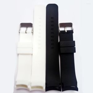 Watch Bands Waterproof 20mm White / Black Silicone Rubber Radian Arc Degree Strap Parts Band Buckle Tools 2Pcs Ear Bar