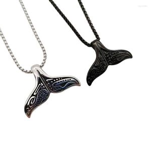 Pendant Necklaces Vintage 316 Stainless Steel Whale Tail Necklace Mens Women Creative Fashion Long Chain Animal Fish Jewelry