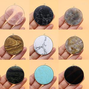 Colares de pingentes pingentes de pedra natural Big Round Disc Amazonites Charms de cristal turquesa para jóias fabricando brindes de colar para mulheres DIY