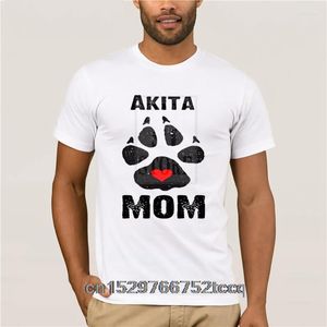 Herr t-skjortor korta mode män akita mamma hund tassar skriver ut mors dag ms. 2023 stil t-shirt